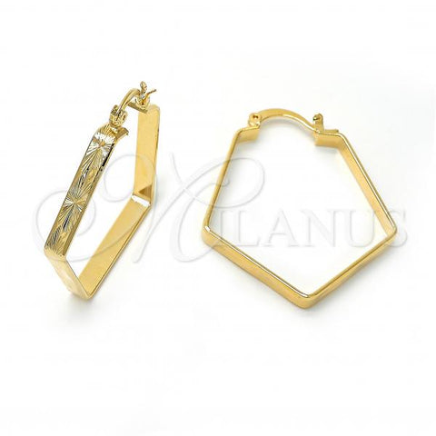 Oro Laminado Medium Hoop, Gold Filled Style Diamond Cutting Finish, Golden Finish, 02.63.1112