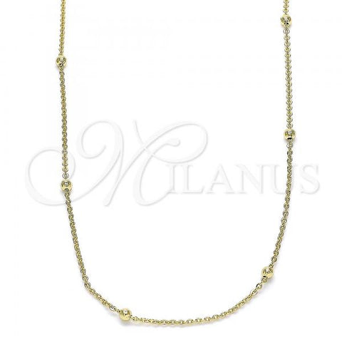 Oro Laminado Basic Necklace, Gold Filled Style Rolo Design, Polished, Golden Finish, 04.213.0248.18