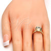 Oro Laminado Multi Stone Ring, Gold Filled Style with Light Silk Swarovski Crystals, Polished, Golden Finish, 01.239.0001.10 (One size fits all)