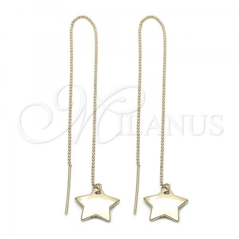 Oro Laminado Threader Earring, Gold Filled Style Star Design, Golden Finish, 5.119.007