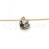 Oro Laminado Pendant Necklace, Gold Filled Style Rolo Design, with Heliotrope and Aurore Boreale Swarovski Crystals, Polished, Golden Finish, 04.239.0039.8.16