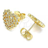 Oro Laminado Stud Earring, Gold Filled Style Heart Design, with White Micro Pave, Polished, Golden Finish, 02.156.0510