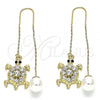 Oro Laminado Threader Earring, Gold Filled Style Turtle Design, Polished, Golden Finish, 02.380.0065