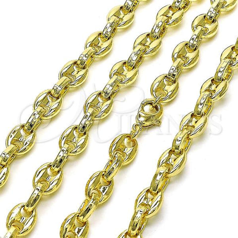 Oro Laminado Fancy Necklace, Gold Filled Style Puff Mariner Design, Polished, Golden Finish, 03.213.0262.24