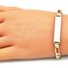 Oro Laminado ID Bracelet, Gold Filled Style Figaro Design, Polished, Golden Finish, 5.226.008.08