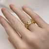 Oro Laminado Multi Stone Ring, Gold Filled Style with White Micro Pave, Polished, Golden Finish, 01.196.0016