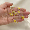 Oro Laminado Earring and Pendant Children Set, Gold Filled Style Butterfly Design, with White Crystal, Yellow Enamel Finish, Golden Finish, 06.60.0004.2