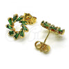 Oro Laminado Stud Earring, Gold Filled Style with Green Cubic Zirconia, Polished, Golden Finish, 02.310.0092