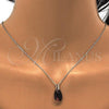 Sterling Silver Earring and Pendant Adult Set, Teardrop Design, with Amethyst Swarovski Crystals, Polished, Rhodium Finish, 10.281.0023
