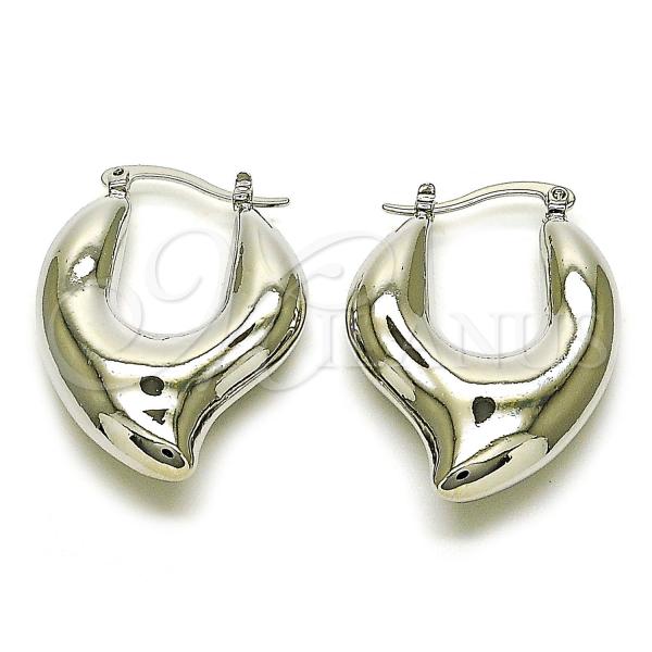 Rhodium Plated Small Hoop, Chunky Design, Polished, Rhodium Finish, 02.196.0163.25