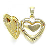 Oro Laminado Locket Pendant, Gold Filled Style Heart and Flower Design, Polished, Golden Finish, 05.117.0027