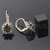Oro Laminado Leverback Earring, Gold Filled Style with Garnet and White Cubic Zirconia, Polished, Golden Finish, 5.125.008
