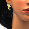Oro Laminado Earring and Pendant Adult Set, Gold Filled Style Lion Design, Polished, Golden Finish, 10.185.0003