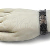 Stainless Steel Solid Bracelet, Greek Key Design, Polished, Black Rhodium Finish, 03.114.0221.2.09