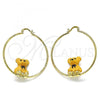 Oro Laminado Large Hoop, Gold Filled Style Teddy Bear Design, Yellow Resin Finish, Golden Finish, 02.380.0075.50