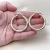 Oro Laminado Medium Hoop, Gold Filled Style Hollow Design, Diamond Cutting Finish, Tricolor, 02.213.0312.1.40