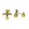 Oro Laminado Stud Earring, Gold Filled Style with Multicolor Micro Pave, Polished, Golden Finish, 02.342.0181.1