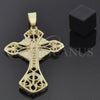 Oro Laminado Religious Pendant, Gold Filled Style Cross Design, Diamond Cutting Finish, Golden Finish, 5.191.003