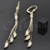Oro Laminado Long Earring, Gold Filled Style Leaf Design, Golden Finish, 5.084.012