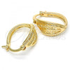 Oro Laminado Small Hoop, Gold Filled Style Leaf Design, Polished, Golden Finish, 02.100.0066.15