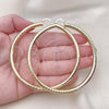 Oro Laminado Extra Large Hoop, Gold Filled Style Hollow Design, Diamond Cutting Finish, Golden Finish, 02.213.0309.80