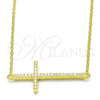 Sterling Silver Pendant Necklace, Cross Design, with White Cubic Zirconia, Polished, Golden Finish, 04.336.0054.2.16