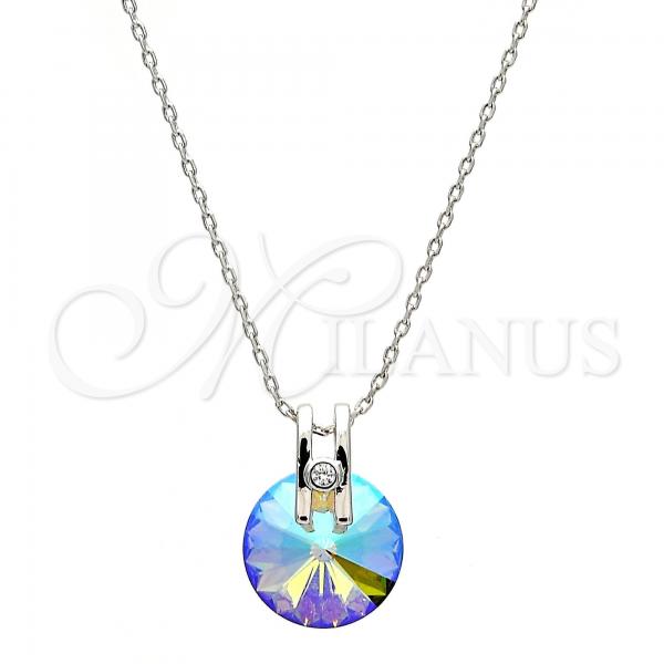 Rhodium Plated Pendant Necklace, with Crystal Swarovski Crystals and White Micro Pave, Polished, Rhodium Finish, 04.239.0017.3.16