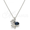 Rhodium Plated Pendant Necklace, Teddy Bear Design, with Montana and Aurore Boreale Swarovski Crystals, Black Enamel Finish, Rhodium Finish, 04.239.0041.18