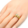 Stainless Steel Wedding Ring, with White Cubic Zirconia, Diamond Cutting Finish, Golden Finish, 01.223.0001.07 (Size 7)