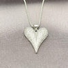 Rhodium Plated Pendant Necklace, Heart Design, with White Micro Pave, Polished, Rhodium Finish, 04.341.0118.18