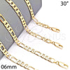 Oro Laminado Basic Necklace, Gold Filled Style Figaro Design, Polished, Golden Finish, 5.222.013.30