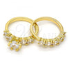 Oro Laminado Multi Stone Ring, Gold Filled Style with White Cubic Zirconia, Polished, Golden Finish, 01.99.0056.08 (Size 8)
