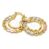 Oro Laminado Small Hoop, Gold Filled Style Diamond Cutting Finish, Tricolor, 02.170.0148.25