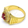 Oro Laminado Mens Ring, Gold Filled Style with Garnet and White Cubic Zirconia, Polished, Golden Finish, 01.266.0001.11 (Size 11)