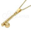 Oro Laminado Fancy Pendant, Gold Filled Style Ball Design, Diamond Cutting Finish, Golden Finish, 5.183.021