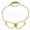 Oro Laminado Adjustable Bolo Bracelet, Gold Filled Style with White Cubic Zirconia, White Enamel Finish, Golden Finish, 03.207.0098.10