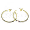 Oro Laminado Stud Earring, Gold Filled Style with Multicolor Micro Pave, Polished, Golden Finish, 02.156.0539