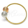 Oro Laminado Individual Bangle, Gold Filled Style Ball Design, Matte Finish, Tricolor, 07.102.0002 (05 MM Thickness, One size fits all)