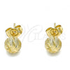 Oro Laminado Stud Earring, Gold Filled Style Matte Finish, Golden Finish, 02.100.0114