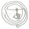 Sterling Silver Pendant Necklace, Dolphin Design, with White and Black Cubic Zirconia, Polished, Rhodium Finish, 04.336.0121.16