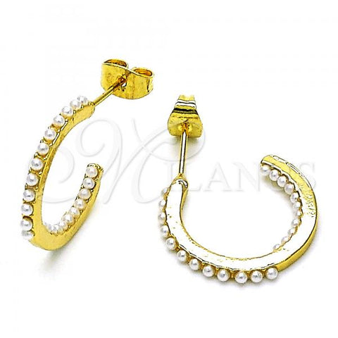 Oro Laminado Small Hoop, Gold Filled Style with Ivory Pearl, Polished, Golden Finish, 02.379.0056.20