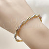 Oro Laminado Individual Bangle, Gold Filled Style and Hollow Polished, Tricolor, 07.170.0066