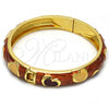 Oro Laminado Individual Bangle, Gold Filled Style Heart Design, Brown Enamel Finish, Golden Finish, 07.246.0011.6.05 (11 MM Thickness, Size 5 - 2.50 Diameter)