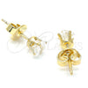 Oro Laminado Stud Earring, Gold Filled Style with White Cubic Zirconia, Polished, Golden Finish, 5.128.024