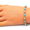 Oro Laminado Fancy Bracelet, Gold Filled Style Ball Design, with Turquoise Pearl, Polished, Golden Finish, 03.63.2227.1.08