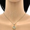 Oro Laminado Earring and Pendant Adult Set, Gold Filled Style with White Cubic Zirconia, Polished, Golden Finish, 10.59.0248