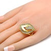 Oro Laminado Multi Stone Ring, Gold Filled Style with White Crystal, Polished, Golden Finish, 01.241.0005.08 (Size 8)