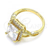 Oro Laminado Multi Stone Ring, Gold Filled Style with White Cubic Zirconia, Polished, Golden Finish, 01.210.0128.07