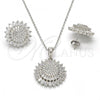 Sterling Silver Earring and Pendant Adult Set, with White Cubic Zirconia, Polished, Rhodium Finish, 10.286.0002