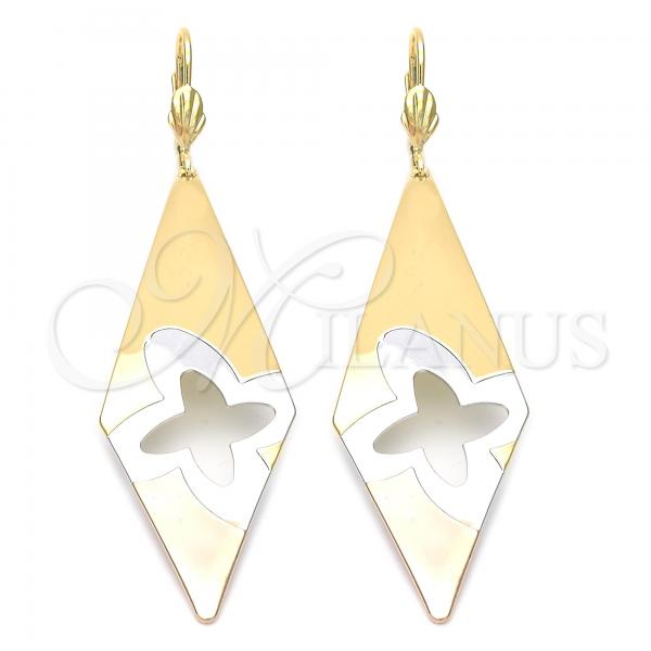 Oro Laminado Dangle Earring, Gold Filled Style Tricolor, 5.078.007